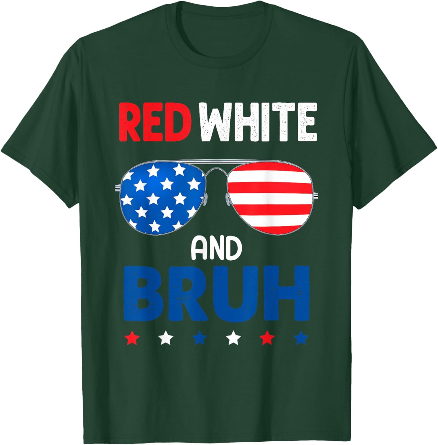 Red And White Bruh Patriotic 4th Of July Boys Girls Kids T-Shirt - T-Shirt | Forest