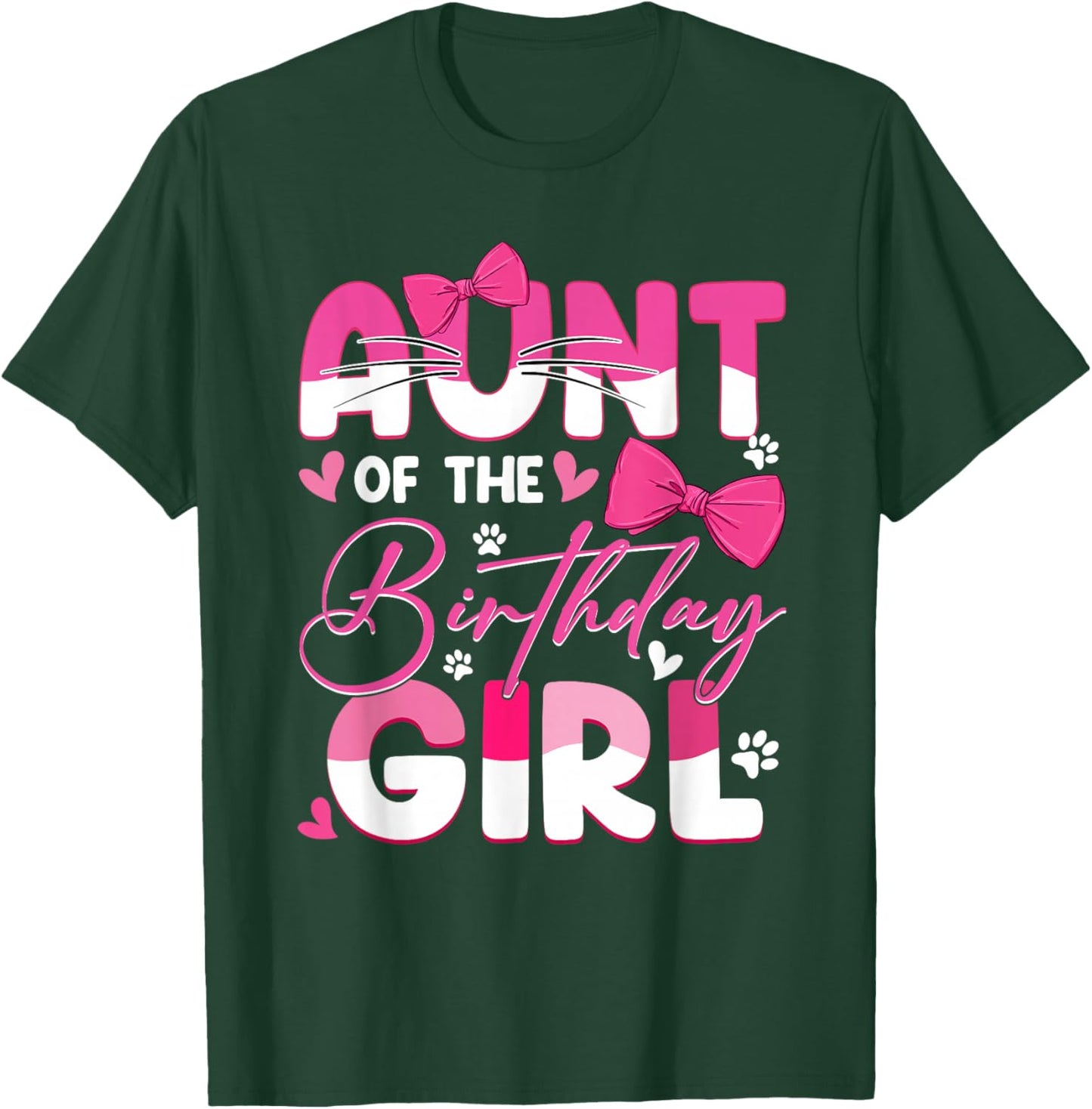 Aunt Of The Birthday Girl Cat Kitty Family Matching T-Shirt - T-Shirt | Forest
