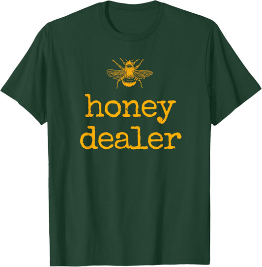Honey Dealer Retro Honeycomb Honey Bees Funny Beekeeping T-Shirt - T-Shirt | Forest