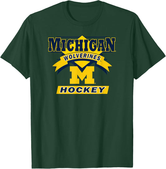 Michigan Wolverines Hockey Goal Officially Licensed T-Shirt - T-Shirt | Forest