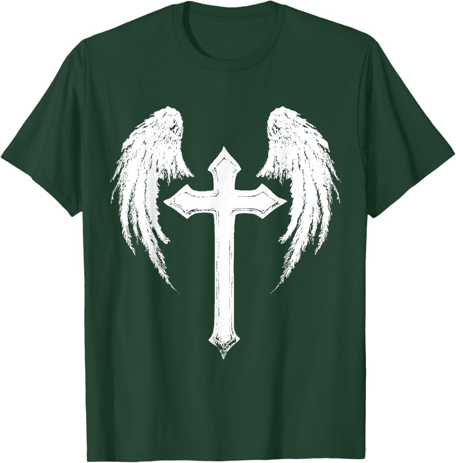 Jesus Cross with Angel Wings White T-Shirt - T-Shirt | Forest