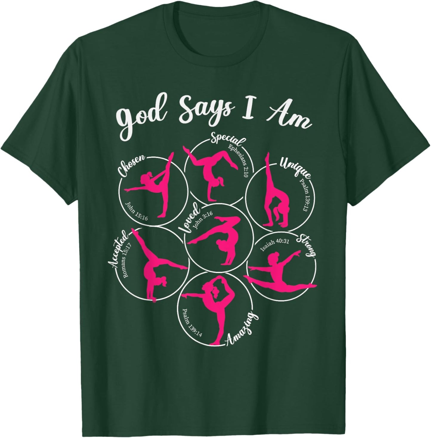 God Says I Am Gymnast Gymnastic Girl Christian Religious T-Shirt - T-Shirt | Forest