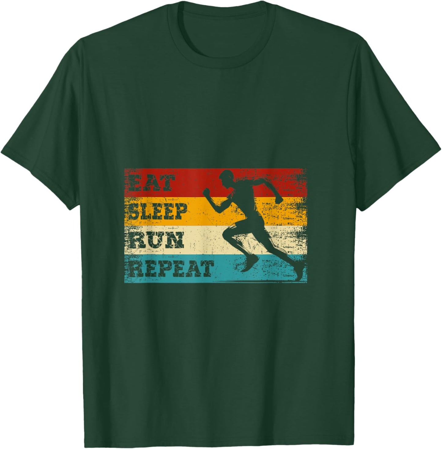 Eat Sleep Run Repeat Shirt Marathon Runner Vintage Retro T-Shirt - T-Shirt | Forest