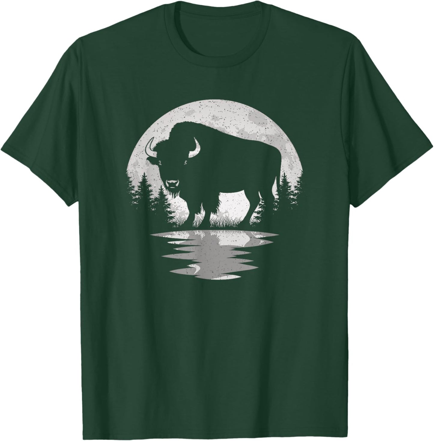 Bison Lover Moon Vintage Buffalo Men Women Kids T-Shirt - T-Shirt | Forest