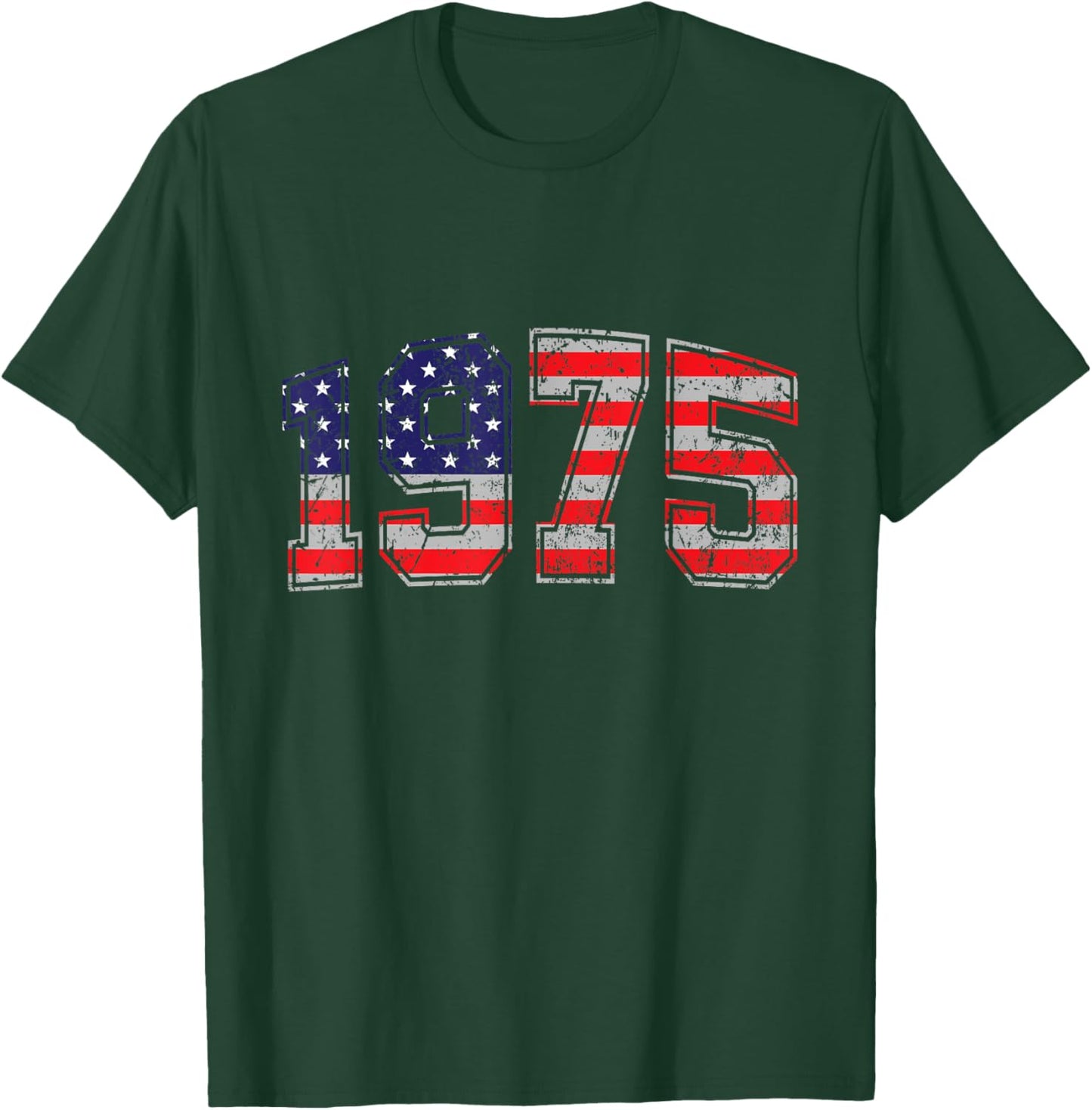 Vintage 1975 49 Years Old American Flag 4th Of July Retro T-Shirt - T-Shirt | Forest