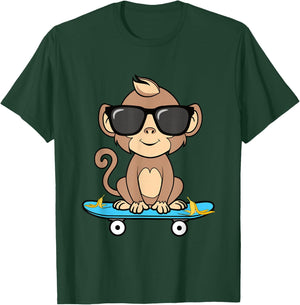 Funny Cool Monkey Skateboard Ape Boys Kids T-Shirt - T-Shirt | Forest