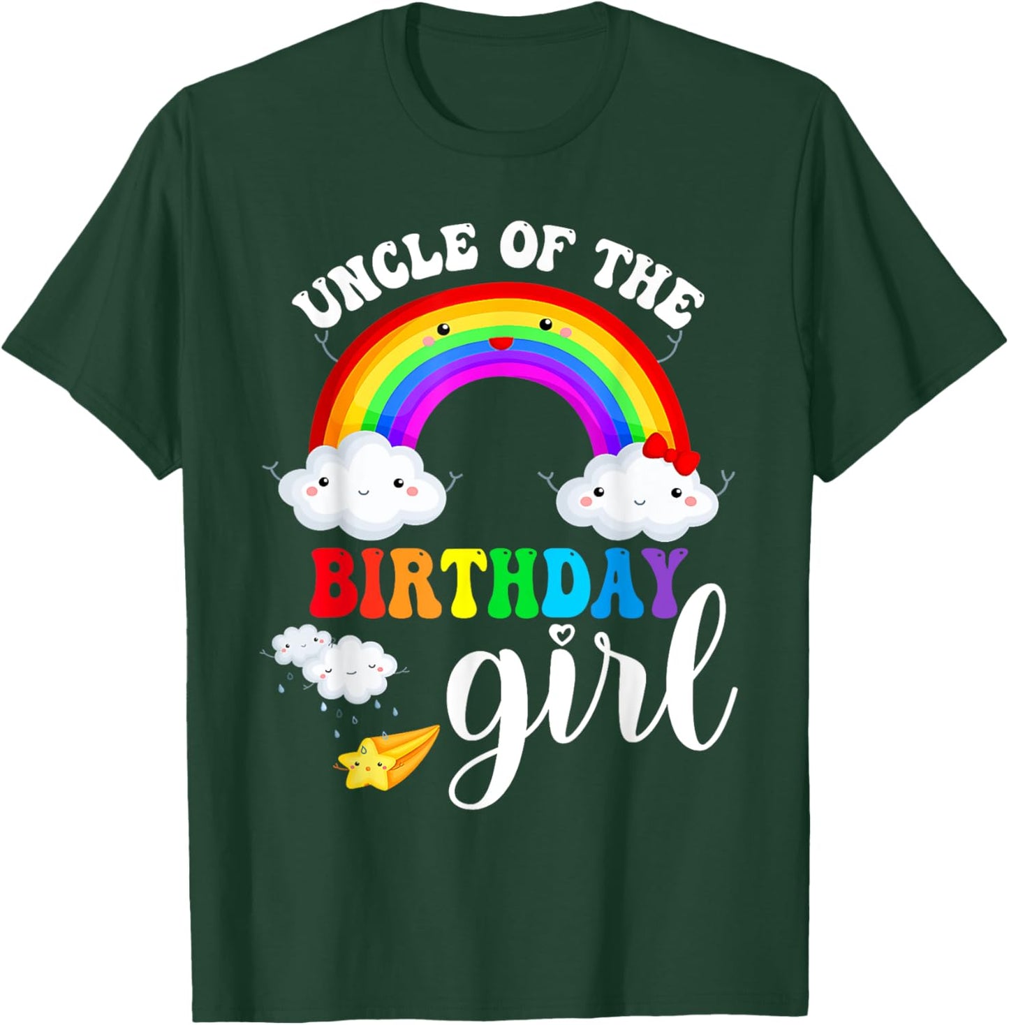 Uncle of The Birthday Girl Rainbow B-Day Matching Family T-Shirt - T-Shirt | Forest