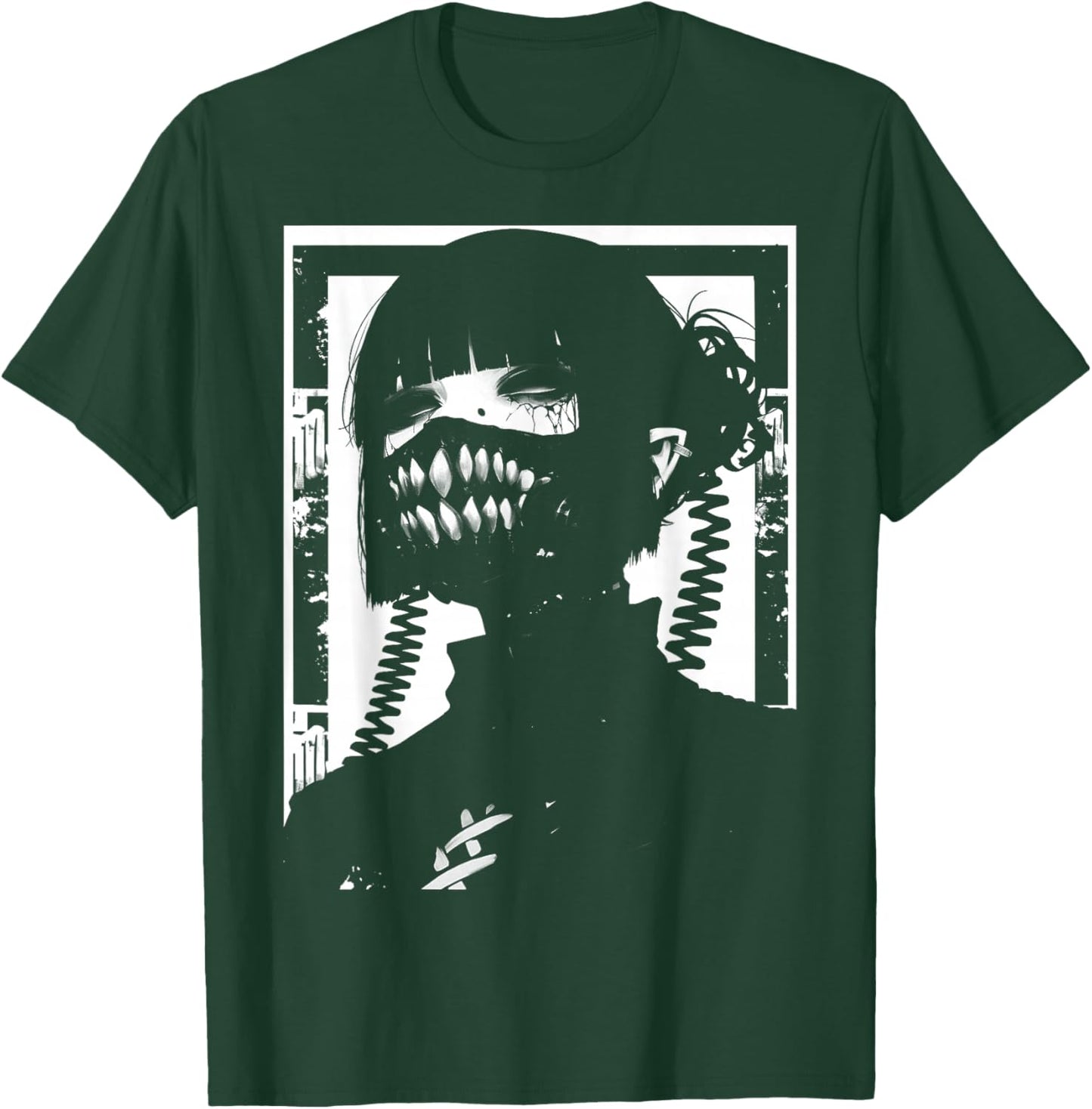 Horror Techwear Ghoul Girl Cybergoth Gothic Anime Manga T-Shirt - T-Shirt | Forest