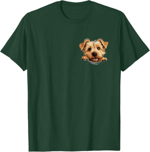 Norfolk Terrier Dog Mom Dad Peeking Puppy T-Shirt - T-Shirt | Forest