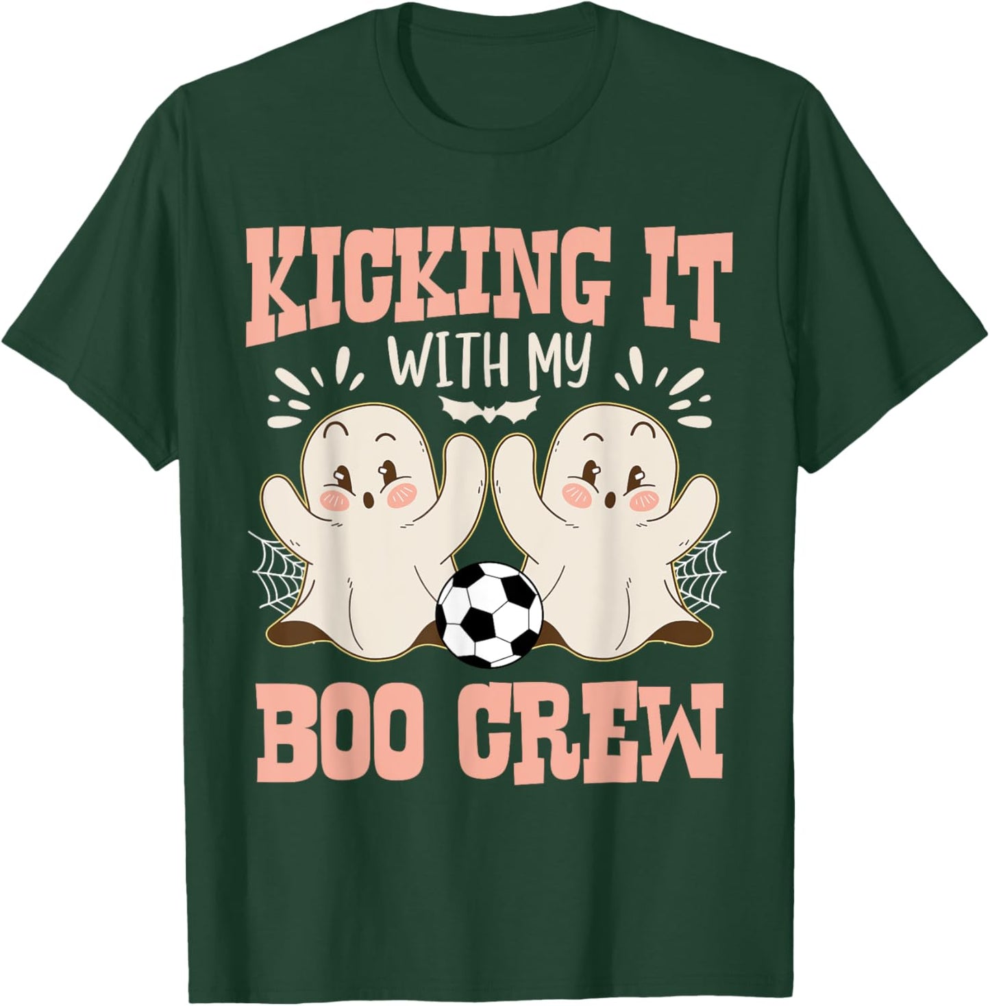 Spooky Halloween Soccer Kicking It With My Boo Crew T-Shirt - T-Shirt | Forest