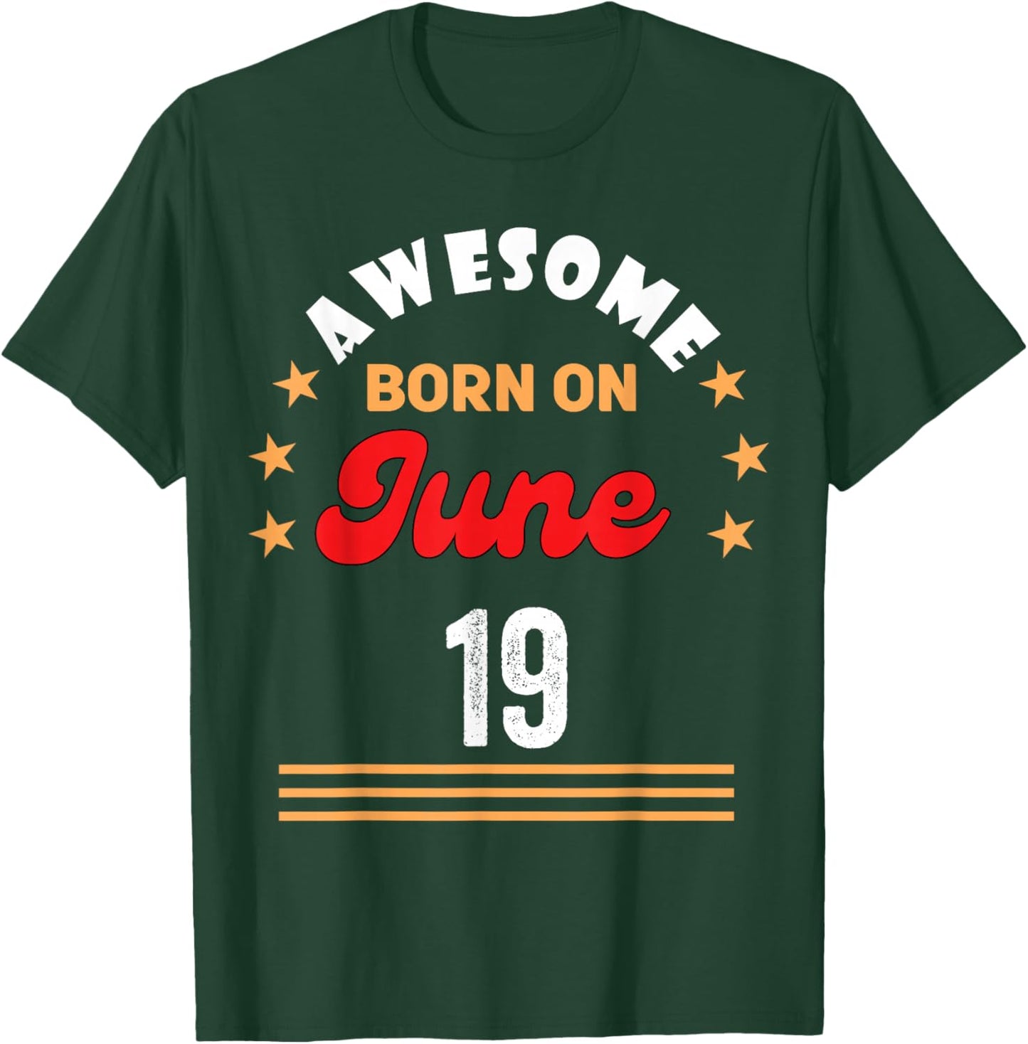 June 19 Birthday Awesome Born on 19th June Vintage T-Shirt - T-Shirt | Forest