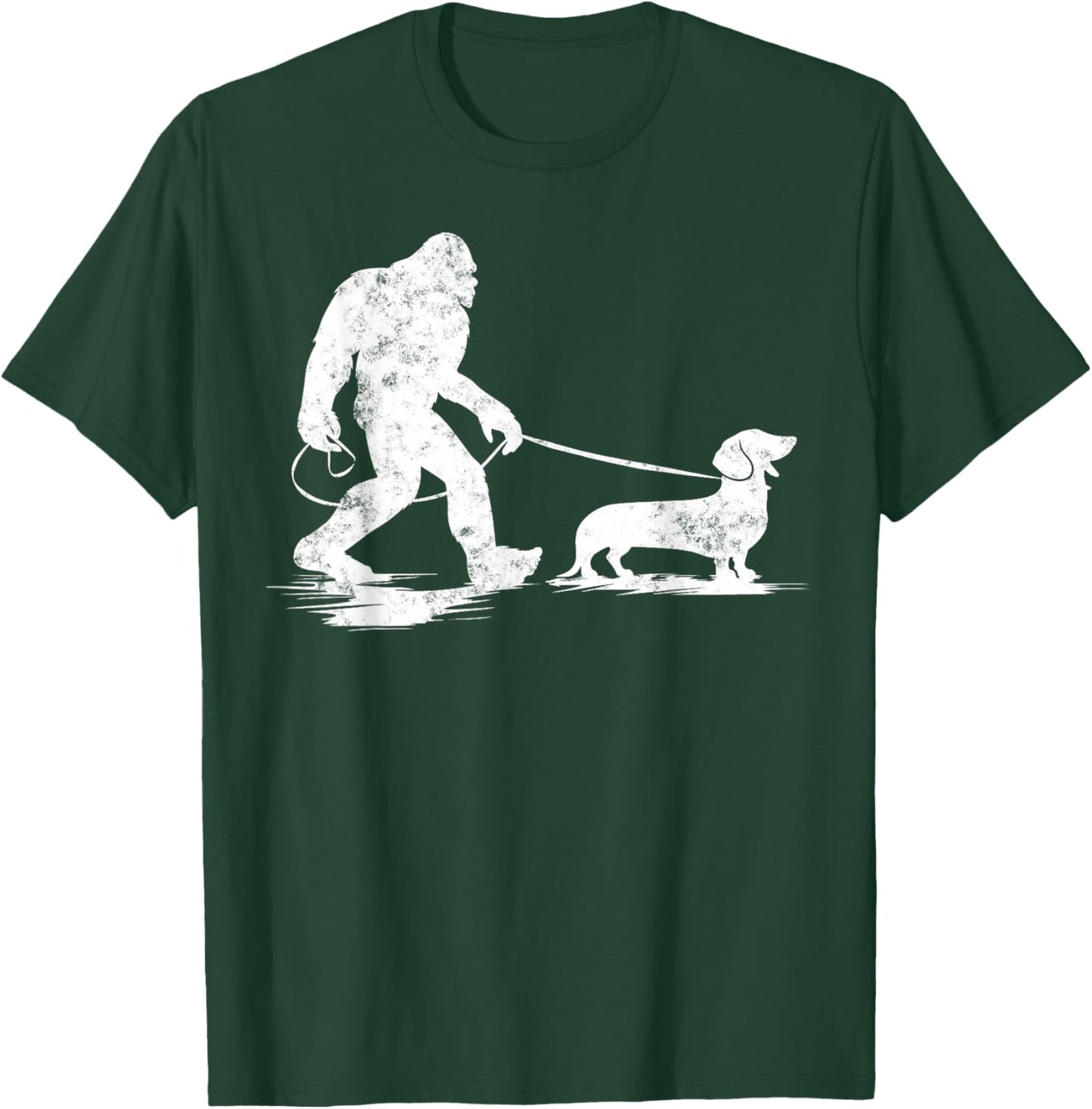Bigfoot Walking Dachshund Funny Wiener Dog Dad Gifts T-Shirt - T-Shirt | Forest