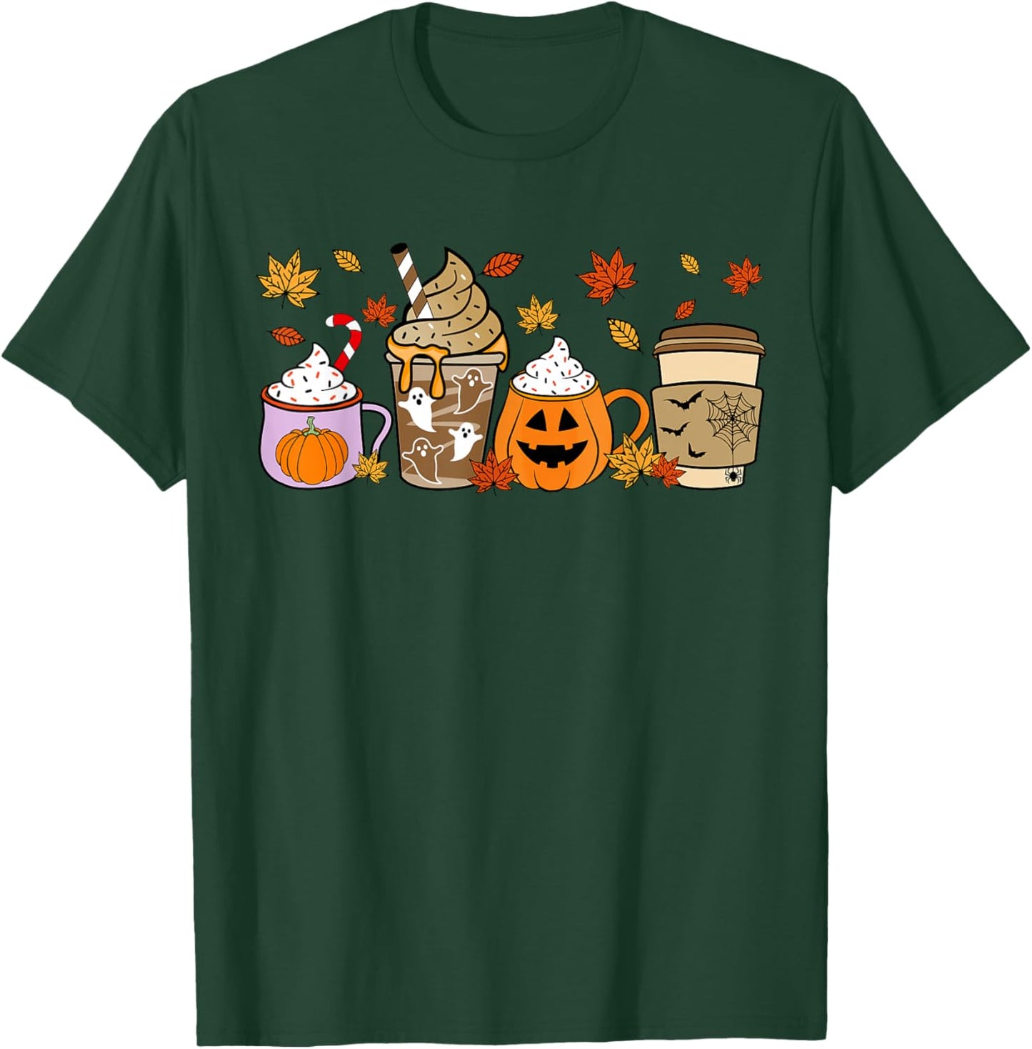 Halloween Coffee Pumpkin Latte Spice Costume Men Women Kids T-Shirt - T-Shirt | Forest