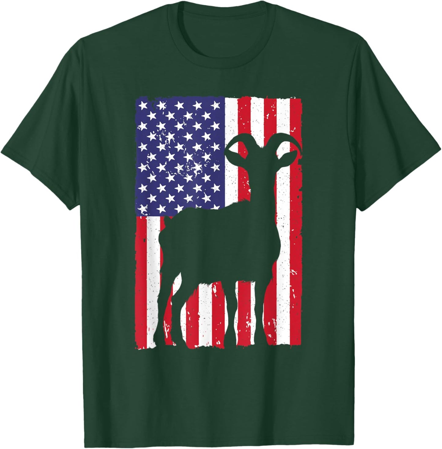 Goat Gift Goat Lover Accessories & Goat Clothes -Adult Black Small USA Flag Animal Design T-Shirt - T-Shirt | Forest