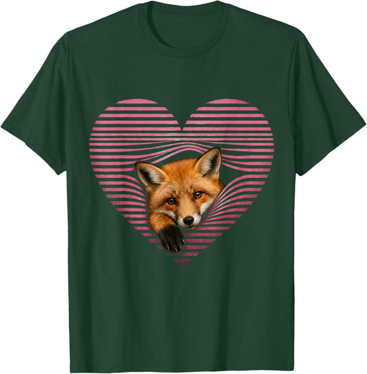 Cute Fox in Heart Retro Woodland Lover Vintage Style T-Shirt - T-Shirt | Forest