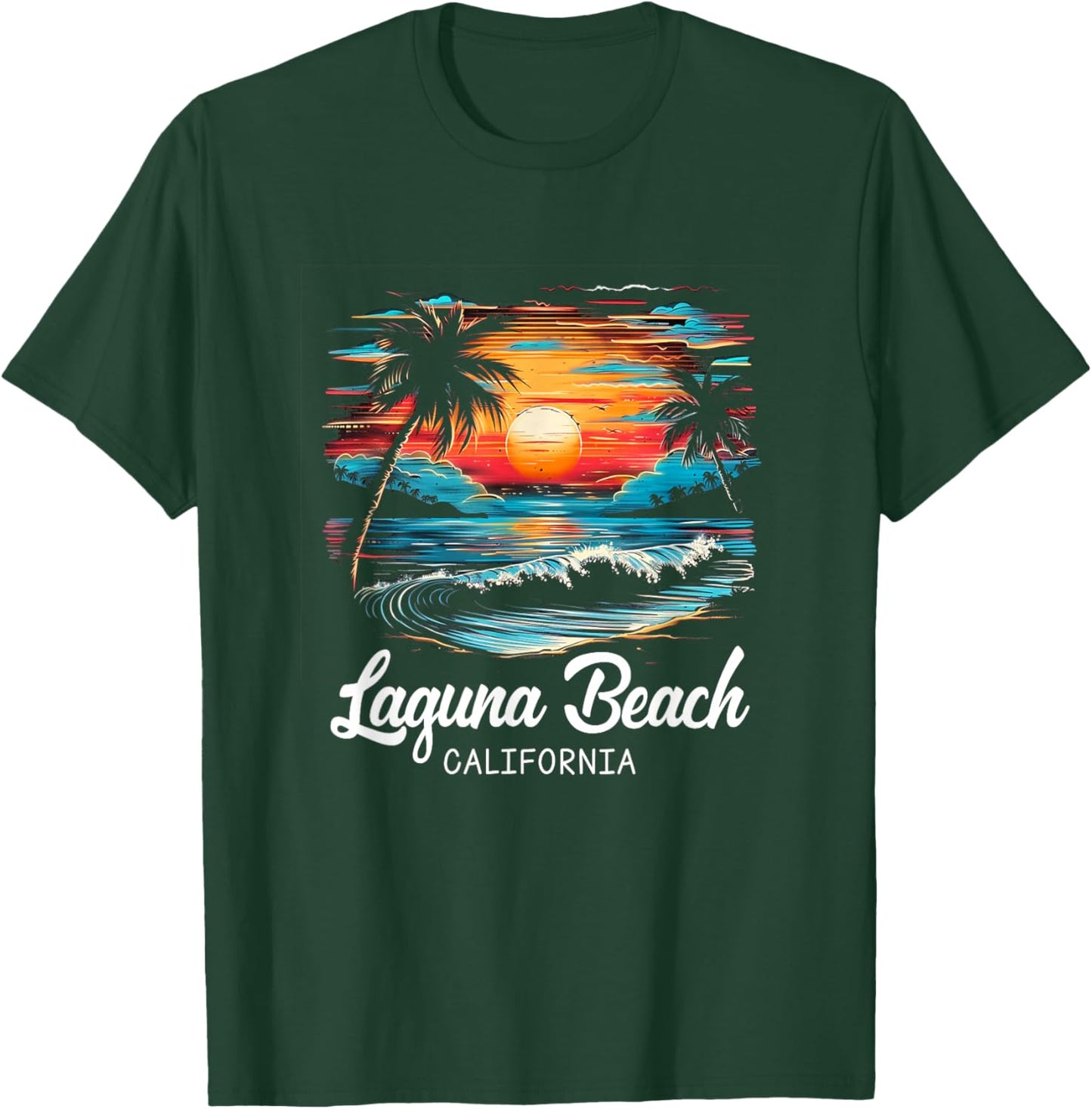Family Vacation Retro Sunset California Laguna Beach T-Shirt - T-Shirt | Forest