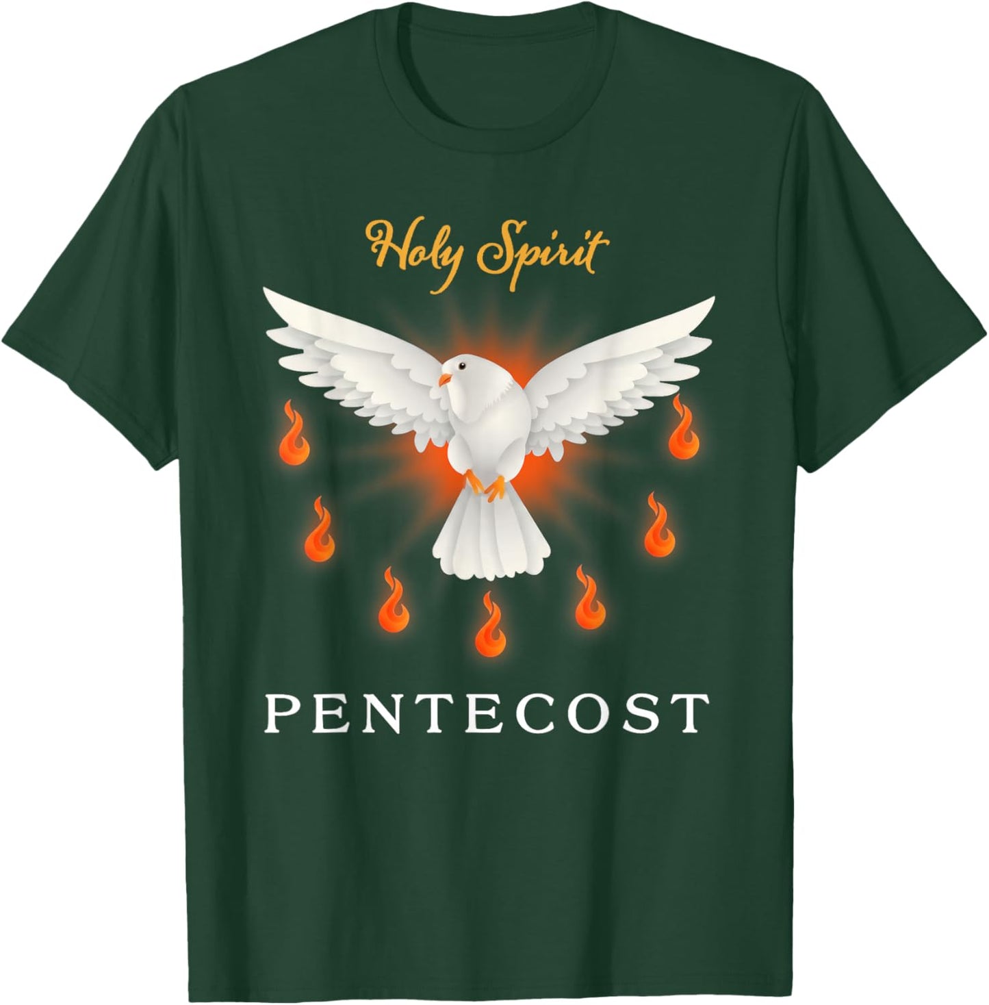 Pentecost Doves Fire Flame Holy Spirit Christian Men Women T-Shirt - T-Shirt | Forest