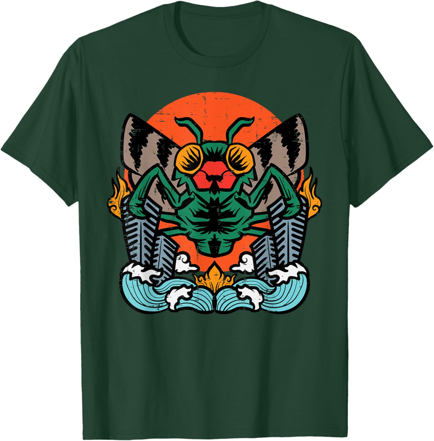 Giant Moth Monster Sunset Vintage Japanese Men Women Kids T-Shirt - T-Shirt | Forest