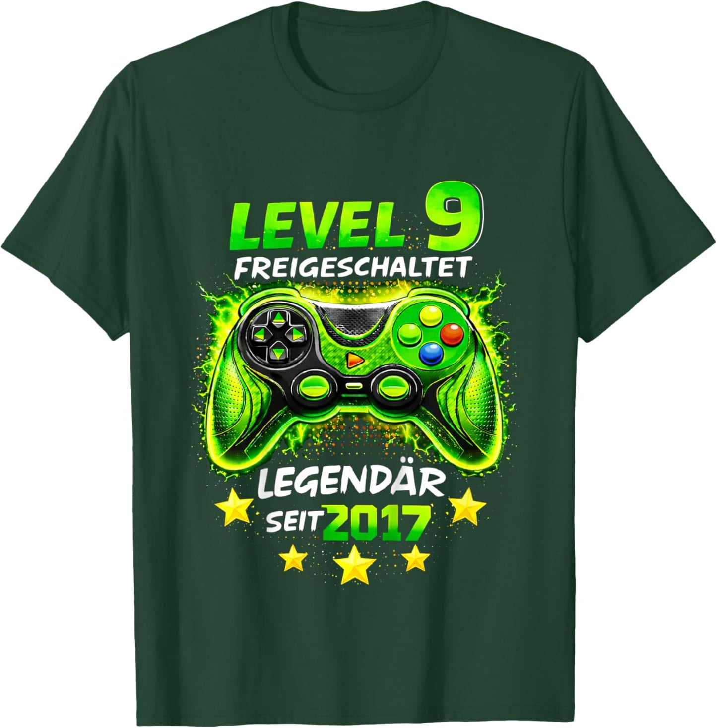 Children's Level 9 Birthday Boy Gamer Funny 2017 9th Birthday T-Shirt - T-Shirt | Forest