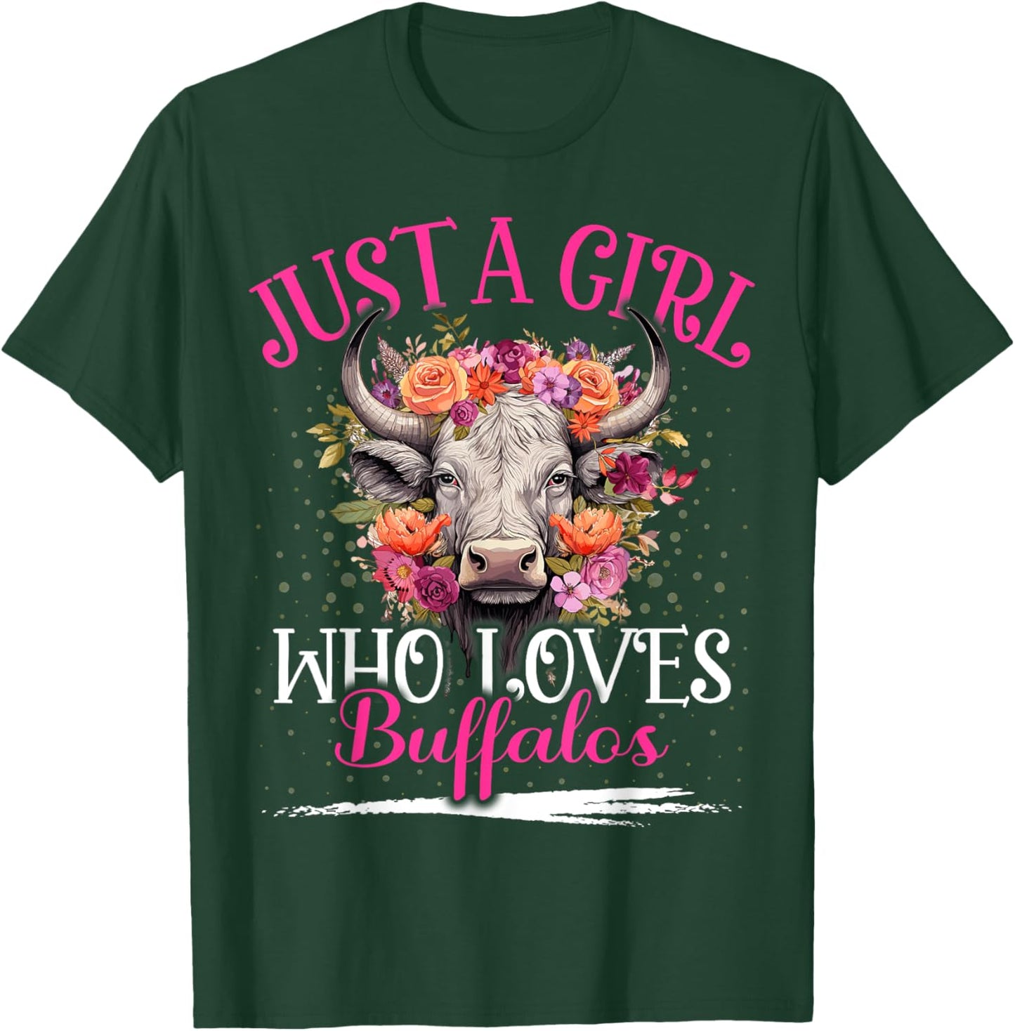 Just A Girl Who Loves Buffalos Aesthetic Floral Buffalo T-Shirt - T-Shirt | Forest