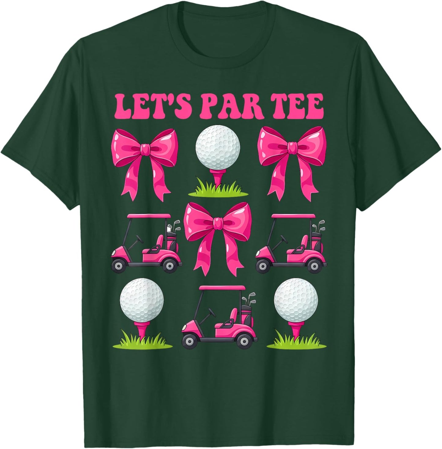 Let's Par Fun Golfers Group Pink Style Weekend Vibes T-Shirt - T-Shirt | Forest
