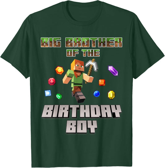 Big Brother Of The Birthday Boy Video Gamer Pixel Number T-Shirt - T-Shirt | Forest