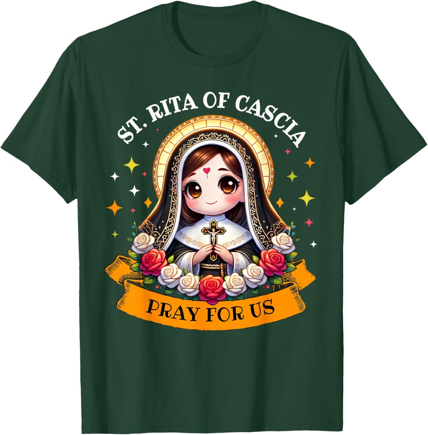 St Rita of Cascia Pray for Us Devotional Catholic for Kids T-Shirt - T-Shirt | Forest