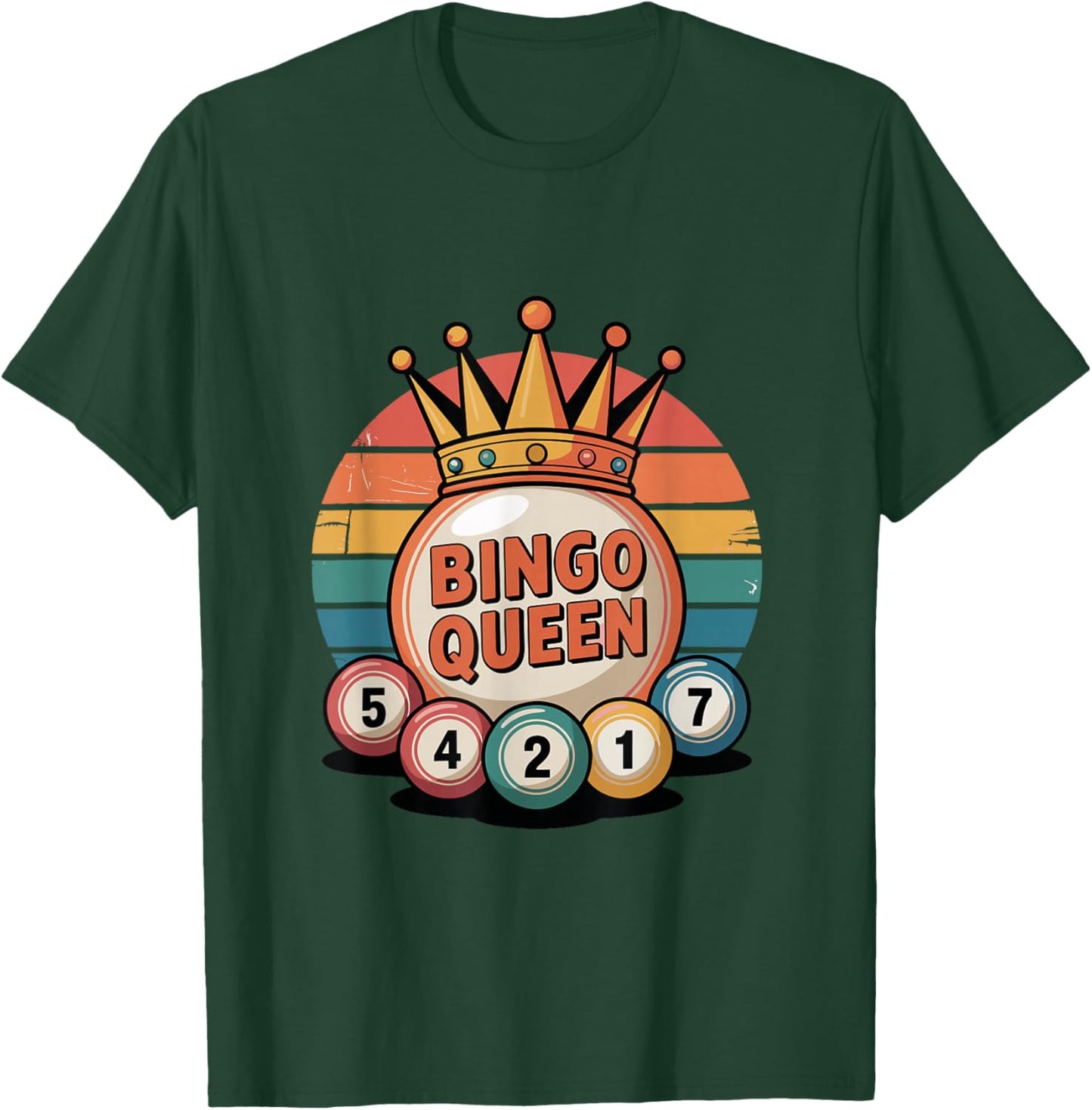 Retro Bingo Queen Design for Bingo Lovers Bingo Balls T-Shirt - T-Shirt | Forest
