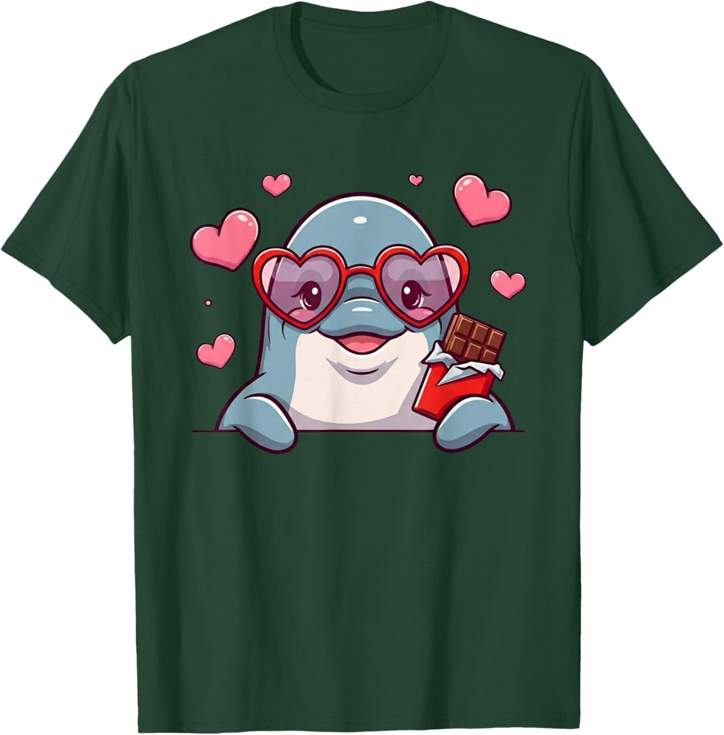 Funny Dolphin Heart Chocolate Valentine Kids T-Shirt - T-Shirt | Forest