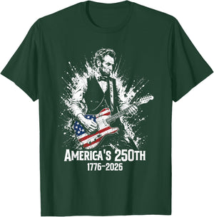 Abraham Lincoln Playing Guitar 250th Anniversary USA America T-Shirt - T-Shirt | Forest
