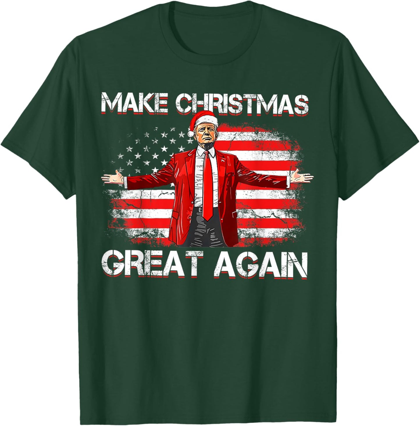 Make Christmas Great Again Santa Funny Trump Xmas Pajamas T-Shirt - T-Shirt | Forest