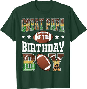 Great Papa Of The Birthday Boy Football Leopard Game Day T-Shirt - T-Shirt | Forest