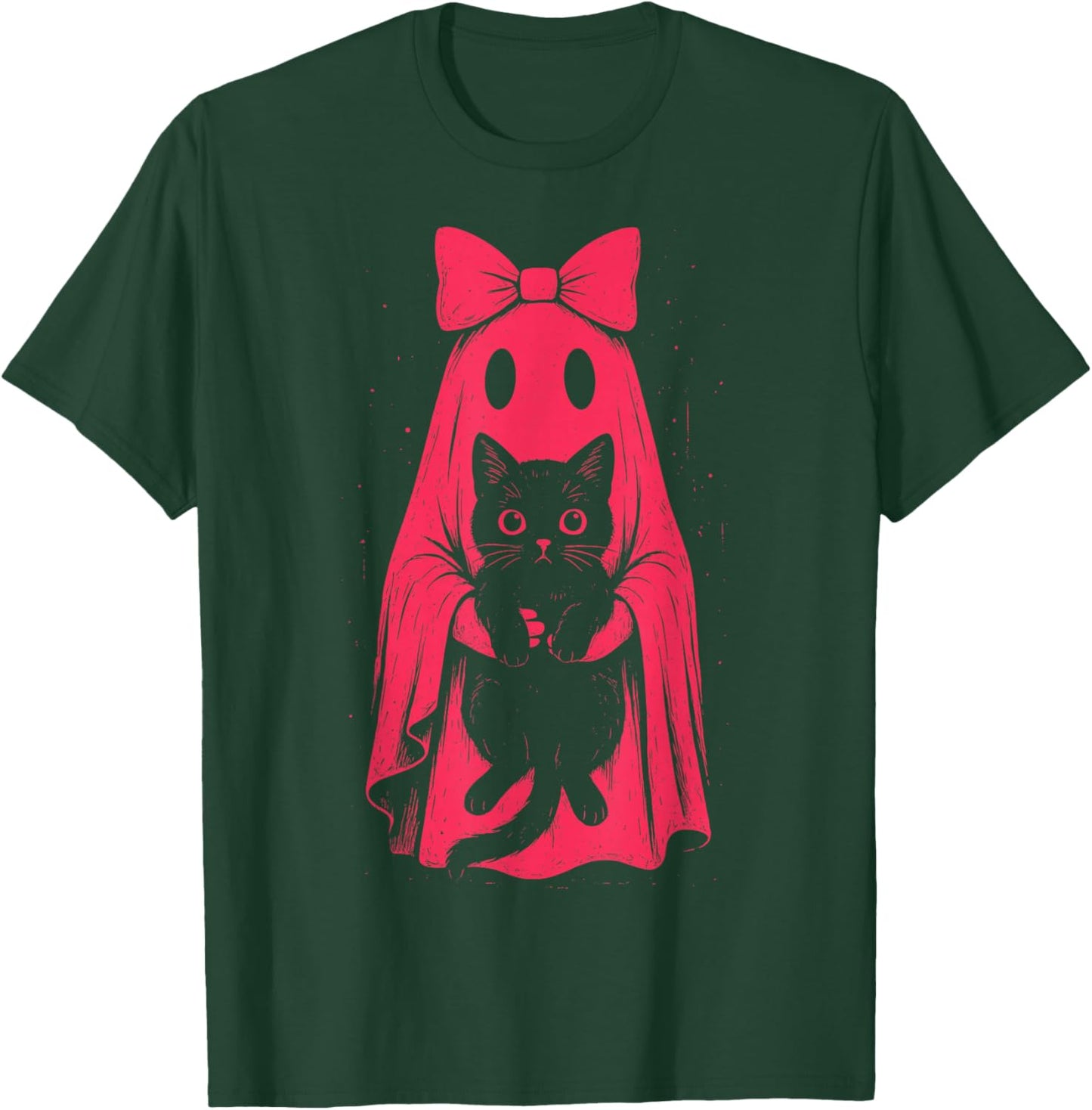 Cute Ghost Girl Holding Cat Pastel Goth Kawaii Halloween T-Shirt - T-Shirt | Forest