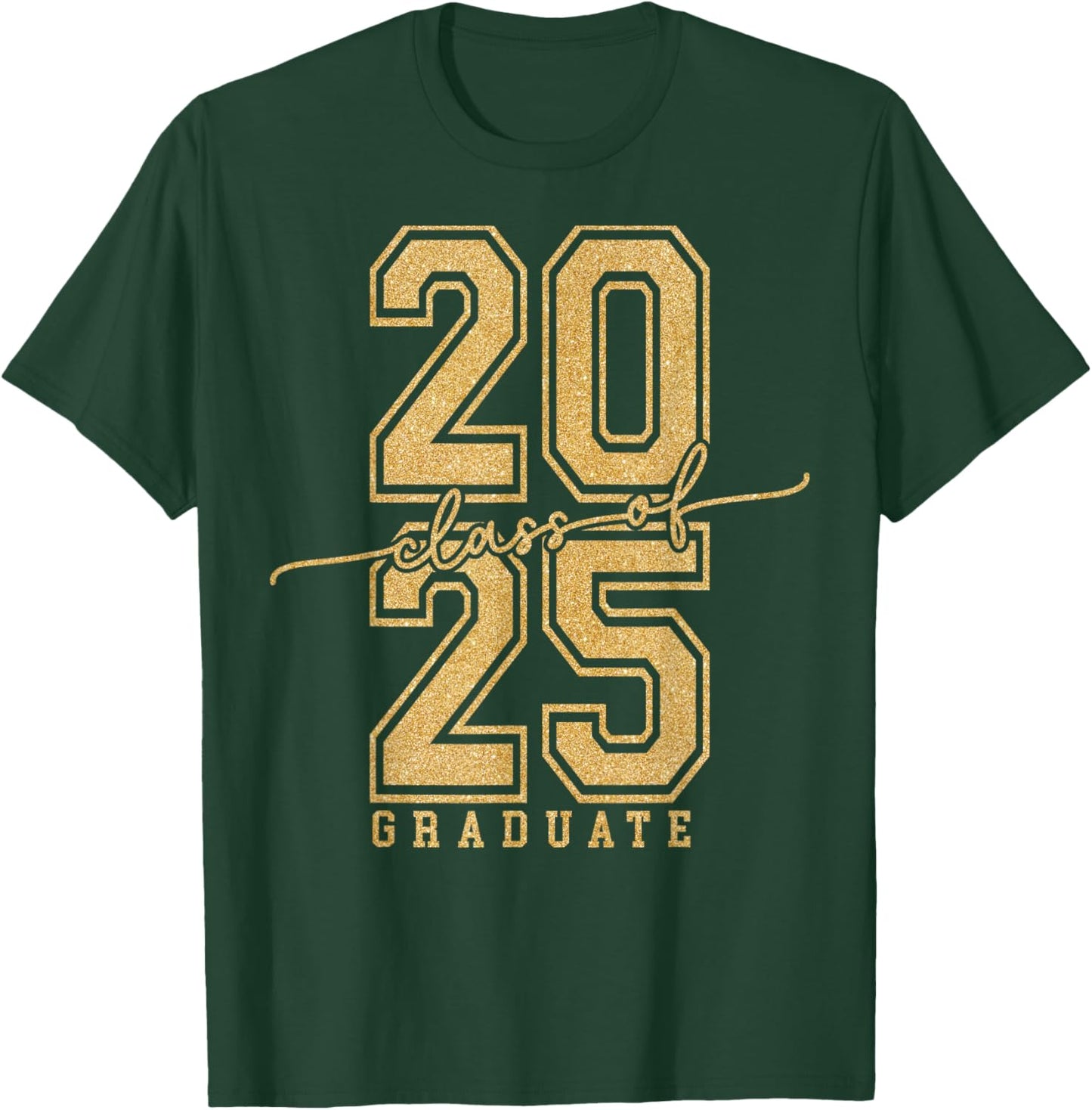 Senior 2025 Class of 2025 Graduation Gold Black Senior T-Shirt - T-Shirt | Forest