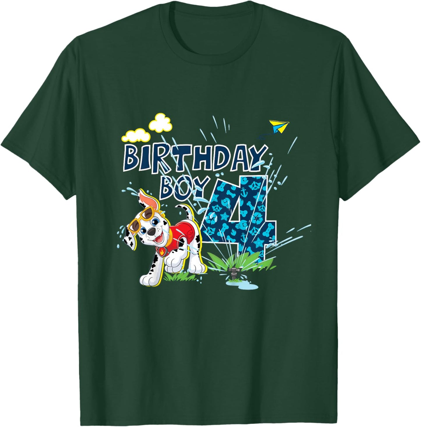 Official Paw Patrol Marshall Jumping Birthday Boy Age 4 T-Shirt - T-Shirt | Forest