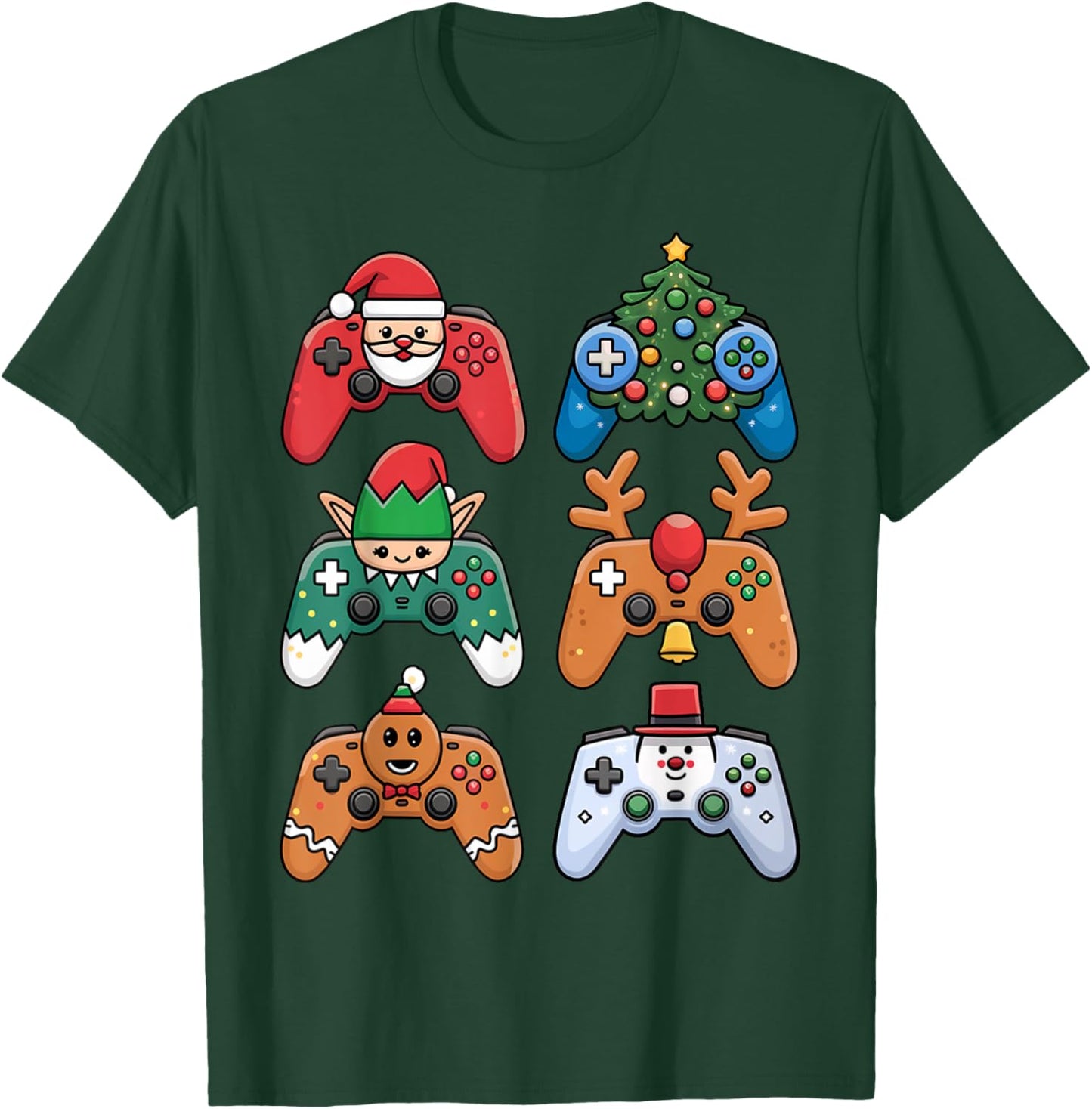 Christmas Video Gamer Controller Xmas Gaming Men Boys Kids T-Shirt - T-Shirt | Forest