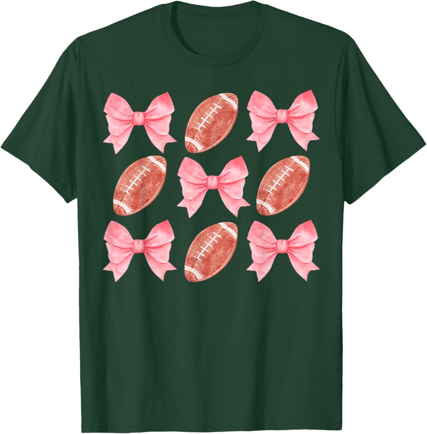 Football Sister Mom Tween Teen Girl Girly Pink Bow Preppy T-Shirt - T-Shirt | Forest