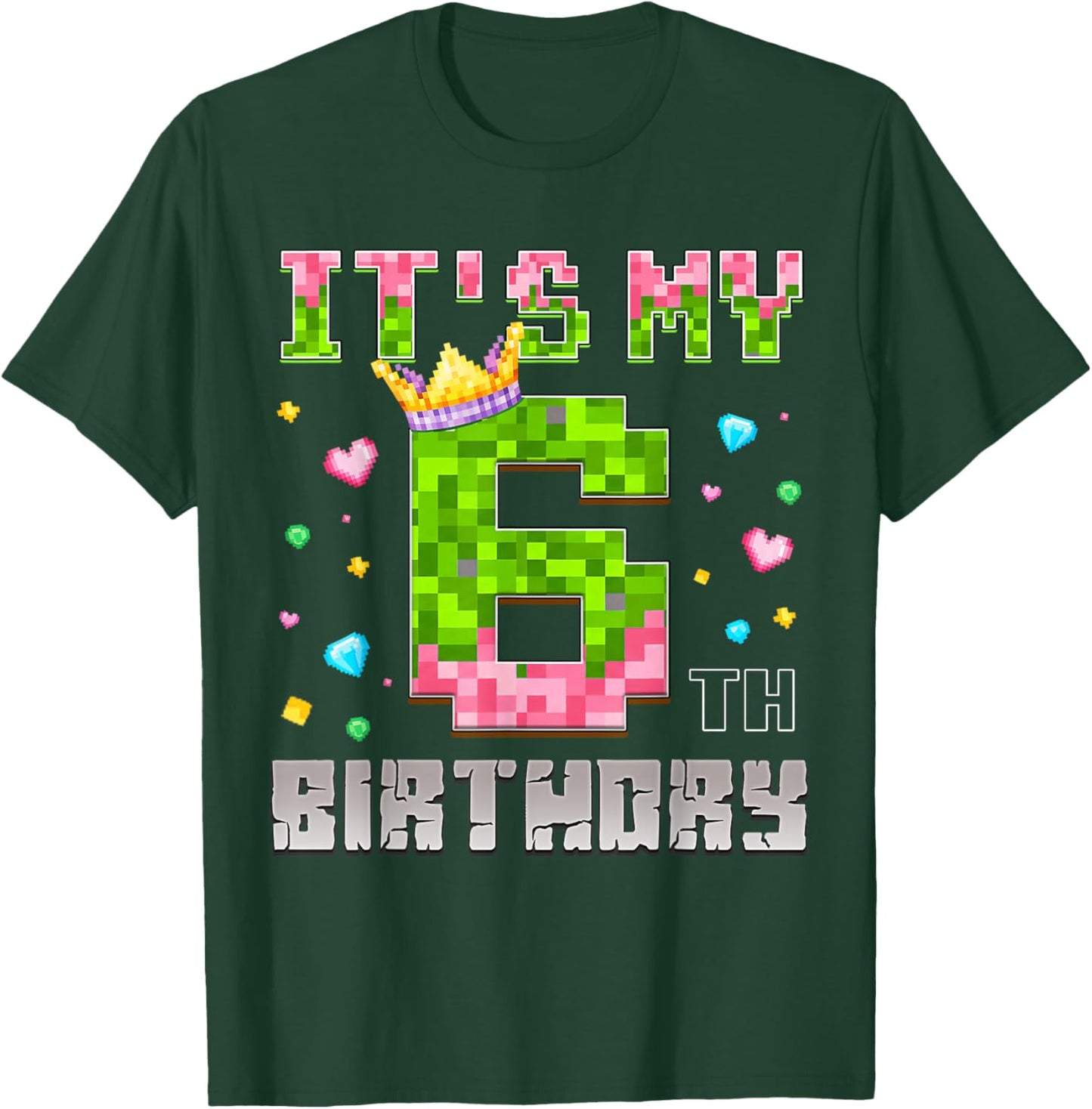 Birthday Girl Shirt It's My 6th Birthday Video Game Pixel T-Shirt - T-Shirt | Forest