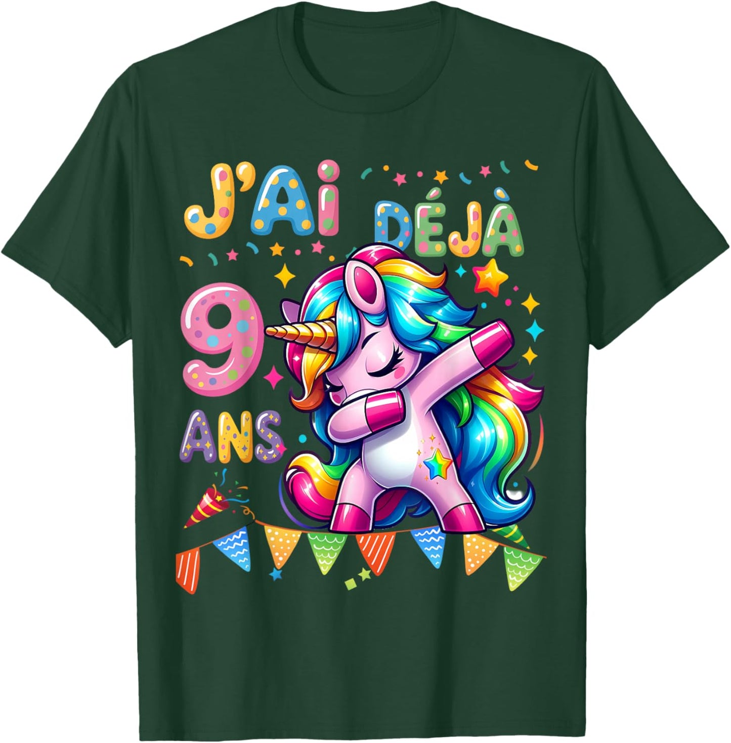 Fête d'anniversaire Licorne pour Enfants de 9 Ans T-Shirt - T-Shirt | Forest