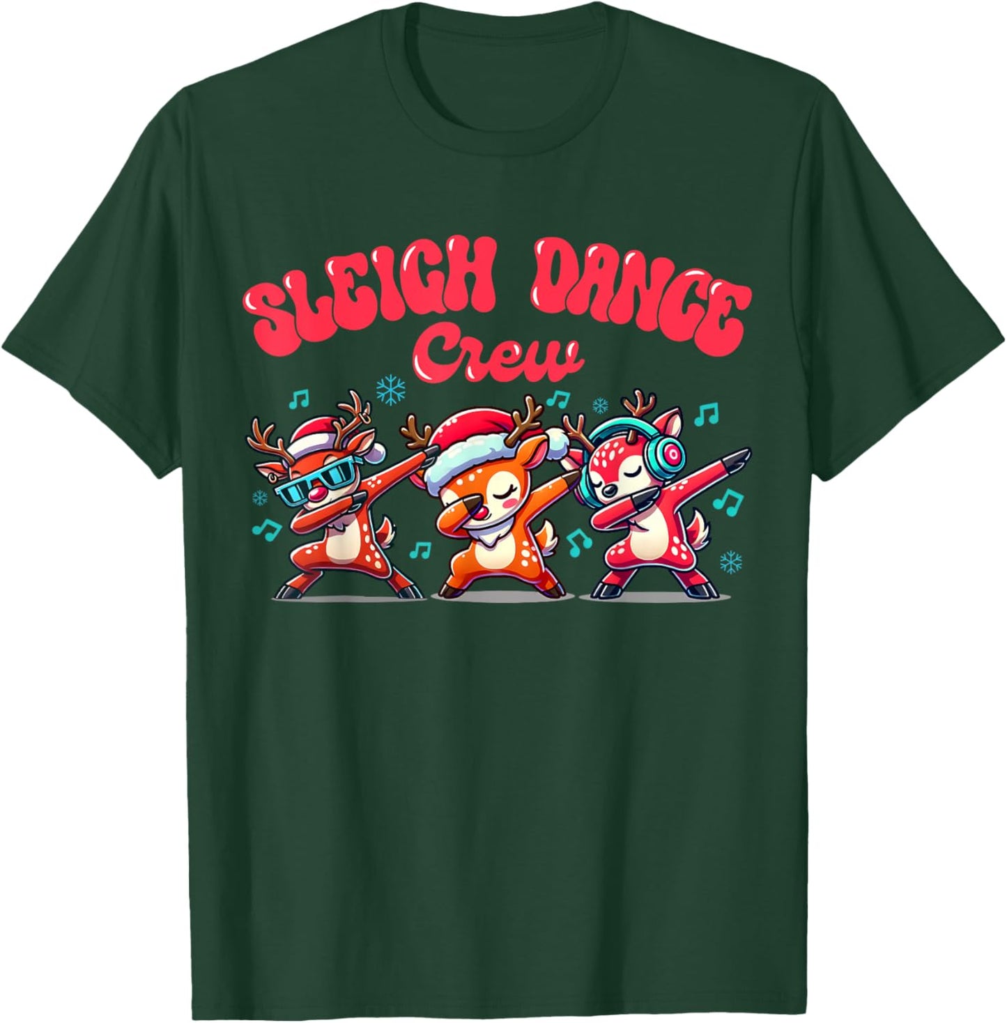 Christmas Sleigh Dance Crew Boy Hip Hop Reindeer Dabbing T-Shirt - T-Shirt | Forest