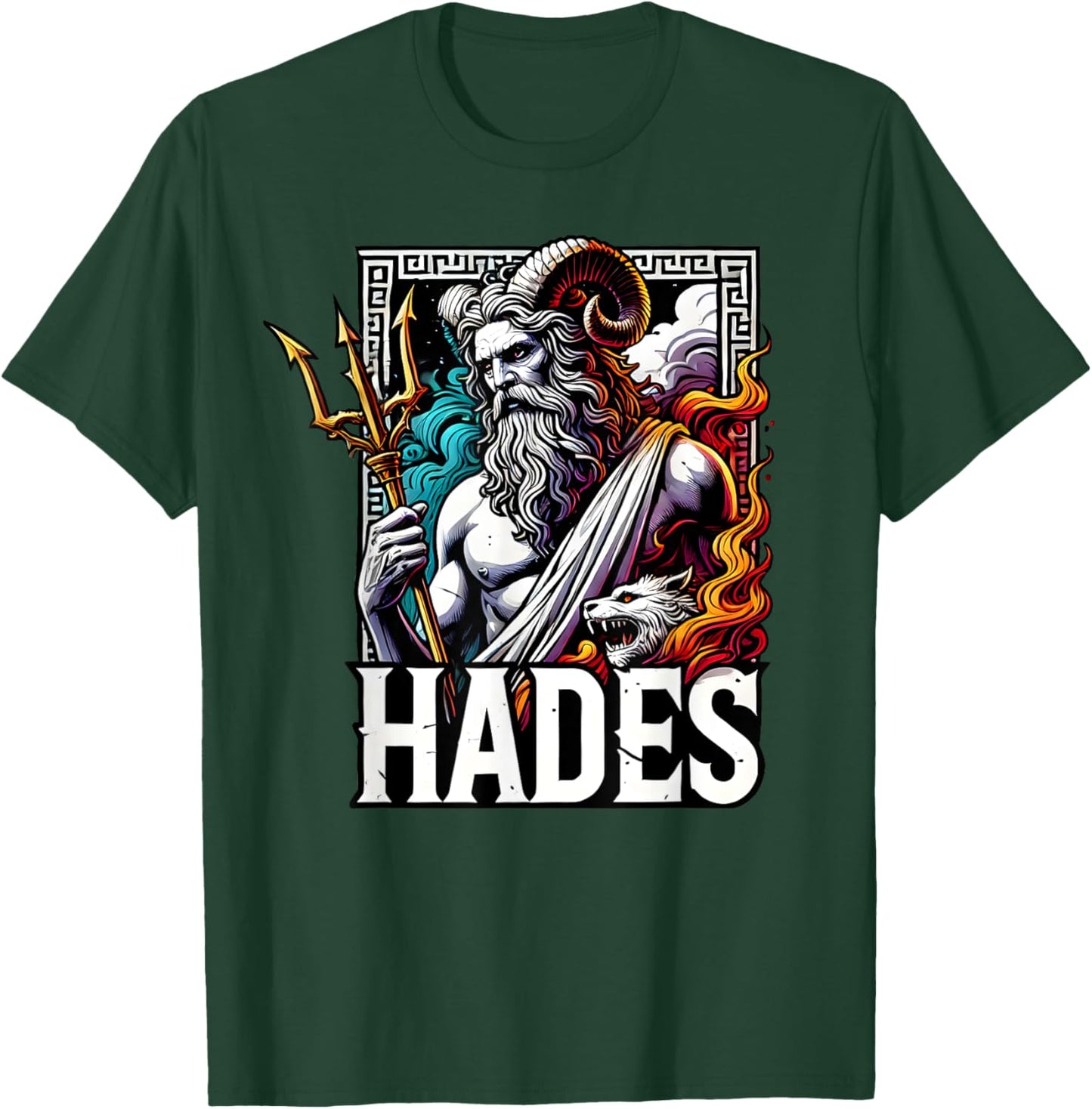 Mythology Greece Gods and Legends Hades Ancient Greek God Of The Underworld Cerberus -Adults and Kids Black Small Modern Letter Print Pull On Short Sleeve T-Shirt - T-Shirt | Forest