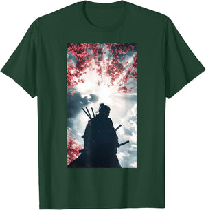 Samurai Silhouette Warrior Ninja Katana T-Shirt - T-Shirt | Forest