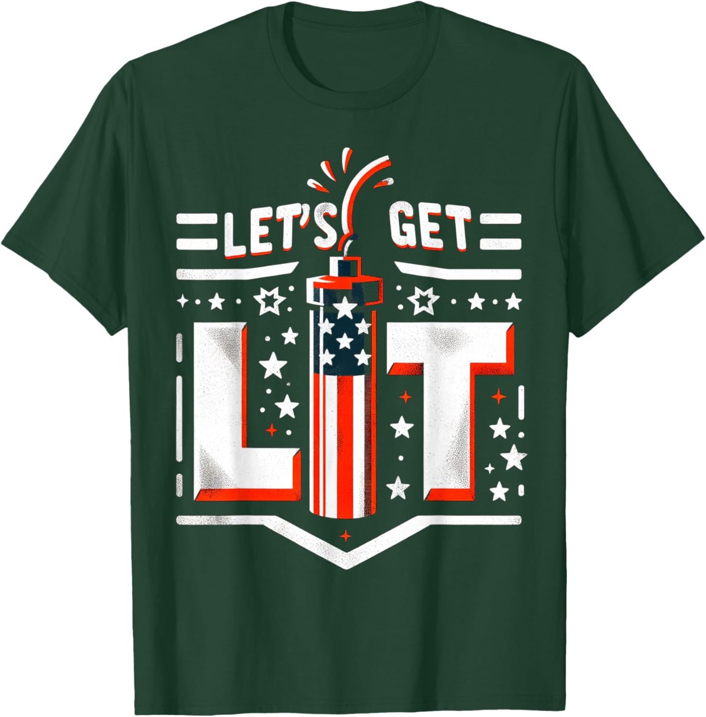 Patriotic 4th of july Let's Get Lit Men T-Shirt - T-Shirt | Forest