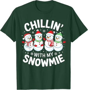 Snowman Christmas Chillin' With My Snowmie Men Women Kids T-Shirt - T-Shirt | Forest
