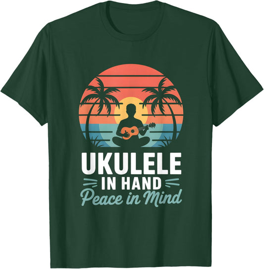 Ukulele in Hand Peace in Mind Beach Meditation T-Shirt - T-Shirt | Forest