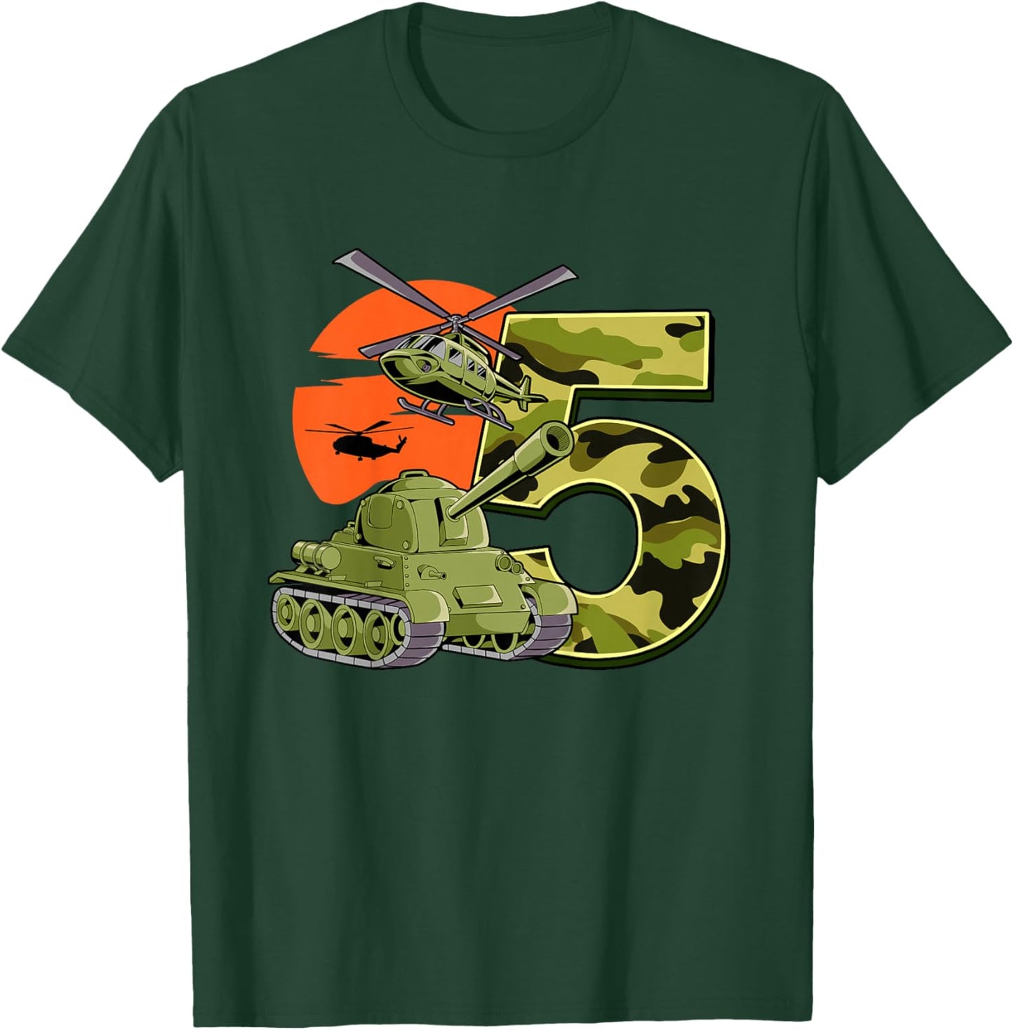 Kids 5th Birthday Army T-Shirt - T-Shirt | Forest