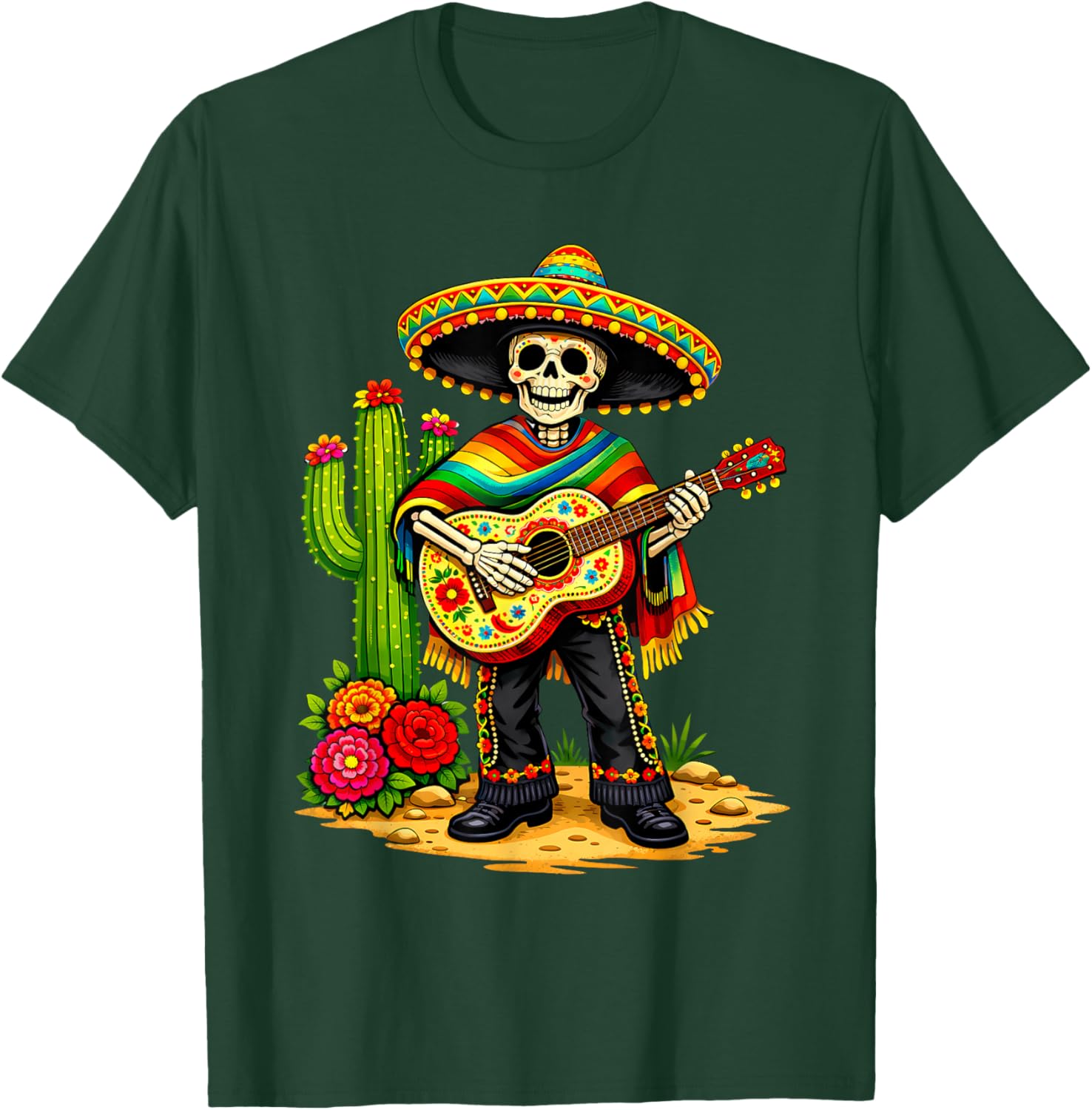Skeleton Guitar Mexican Fiesta Sombreros 5 Cinco De Mayo Men T-Shirt - T-Shirt | Forest