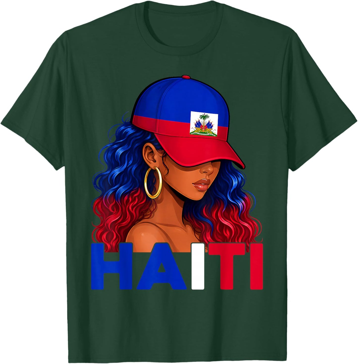 Haitian Girl Haiti Flag Proud Haitienne Women Haiti T-Shirt - T-Shirt | Forest