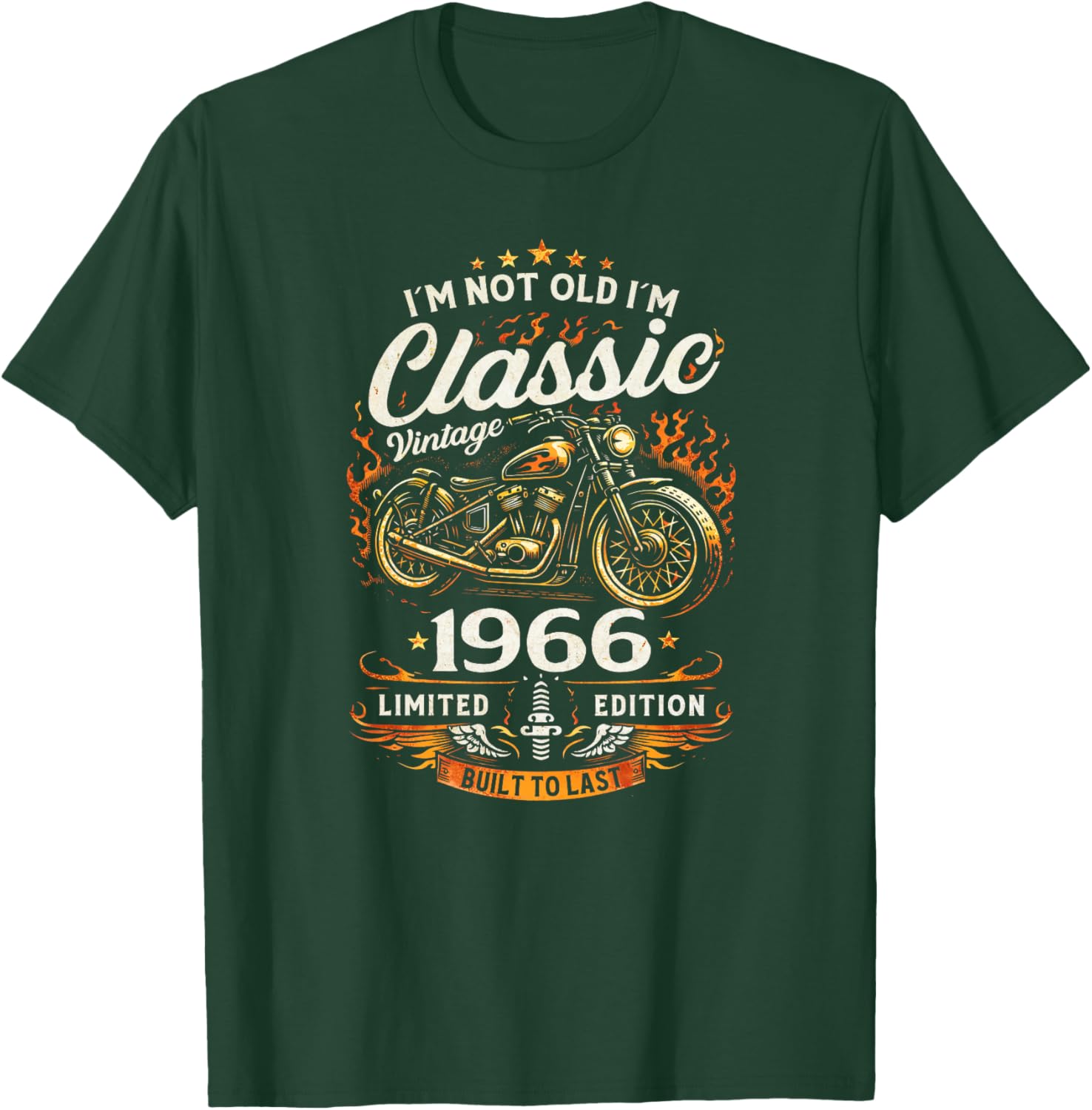 60 Ans Anniversaire Homme Moto Motard Biker 1966 Haut de Gamme T-Shirt - T-Shirt | Forest