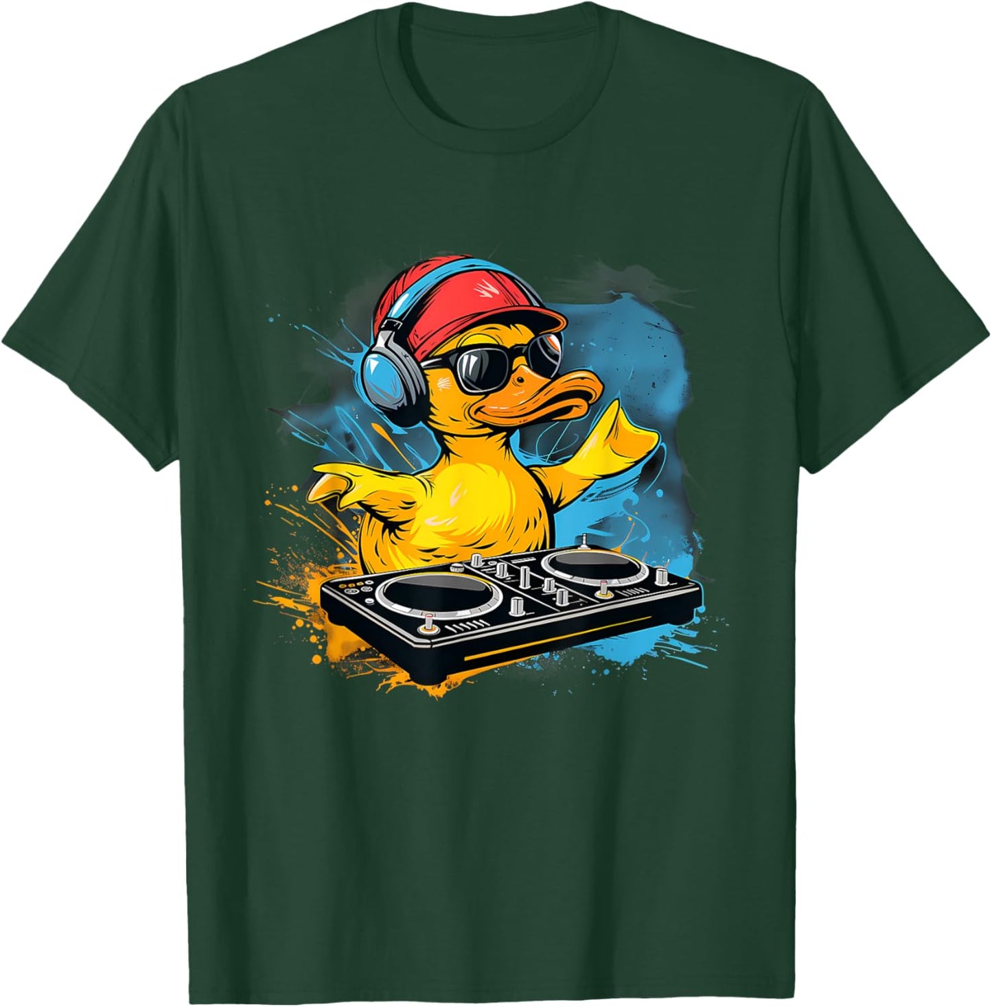 Rubber Duck Turntable DJ Rubber Duckling Music Lover Techno T-Shirt - T-Shirt | Forest